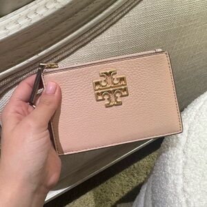 Tory Burch Blush Pink Card Holder with Gold Logo
